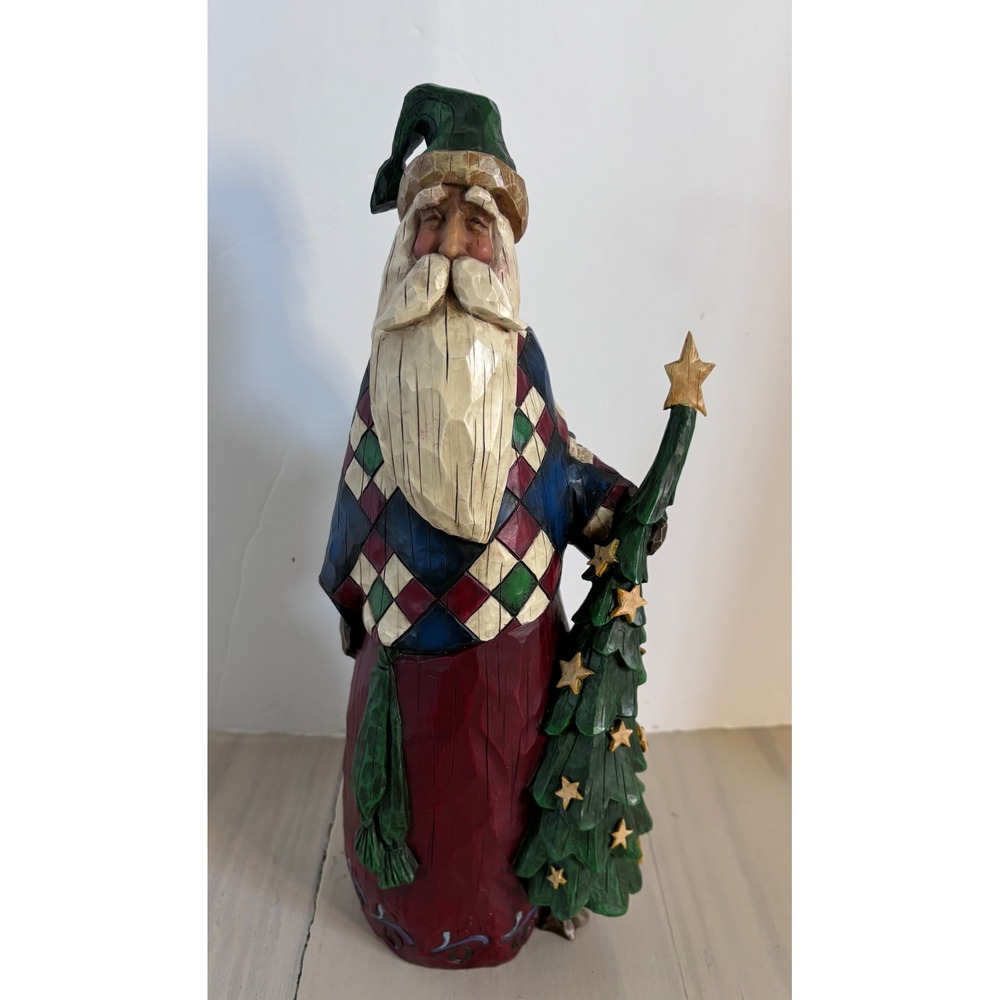 Jim Shore Heartwood Creek Santa with Tree Figurine 105508 Quilted Patchwork 2002